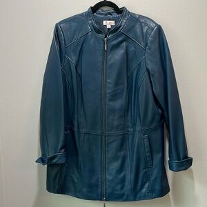 d & co. denim + company XL blue leather jacket